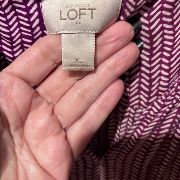 LOFT Purple Patterned Dress Perfect For Fall Layering - Picture 3 of 4